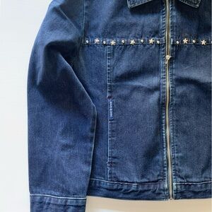 Simon Chang | Studded dark denim jacket | Zip up